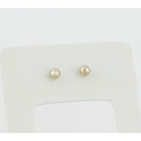 14k Yellow Gold 4.8mm Ball Bead Earrings Stud Post - Picture 6 of 8